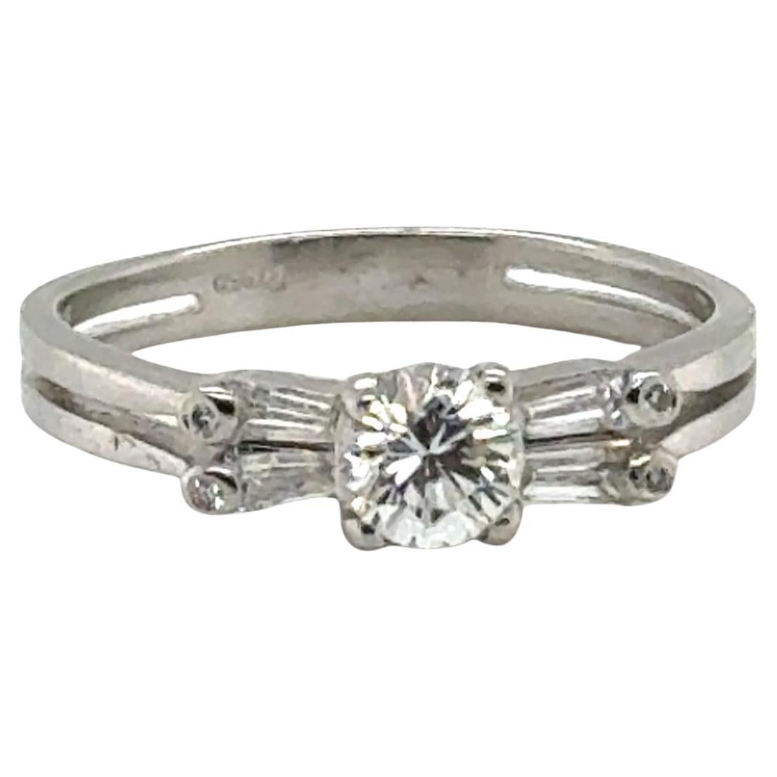 Diamond Engagement Ring .72ct Mined Round Brilliant 14K White Gold Brand New