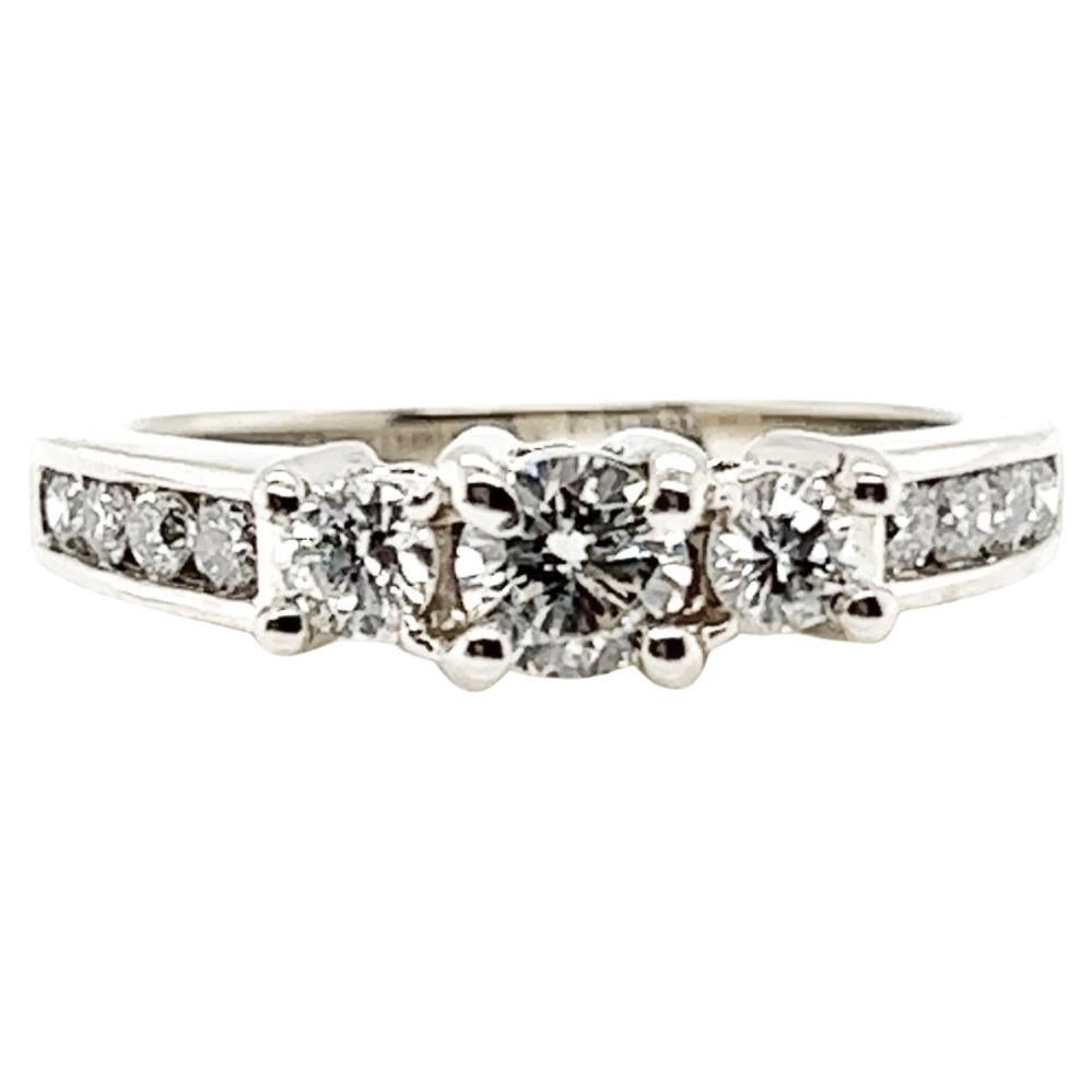 Diamond Engagement Ring .80ct Round Brilliant 3 Stone Wedding Ring Set New 14K For Sale