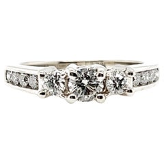 Anello di fidanzamento con diamante .80ct tondo brillante con 3 pietre, nuovo 14K