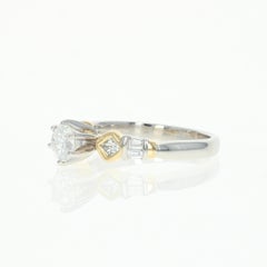Diamond Engagement Ring, 900 Platinum and 18 Karat Gold Round Cut 1.01 Carat