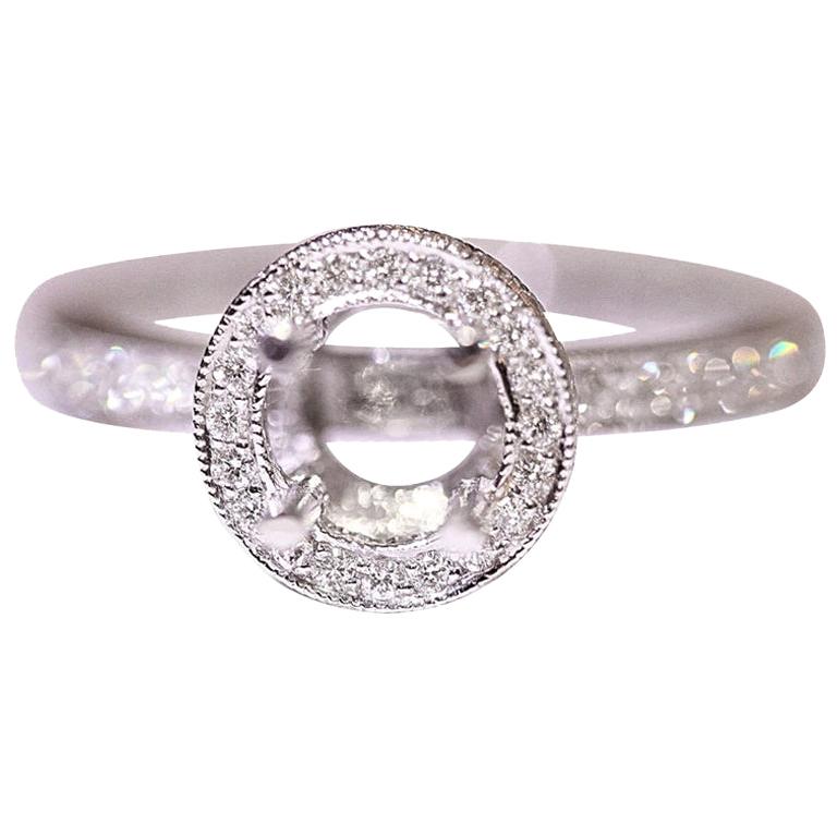 Diamond Engagement Ring Bridal Ring 14 Karat White Gold .48 Carat Diamonds For Sale