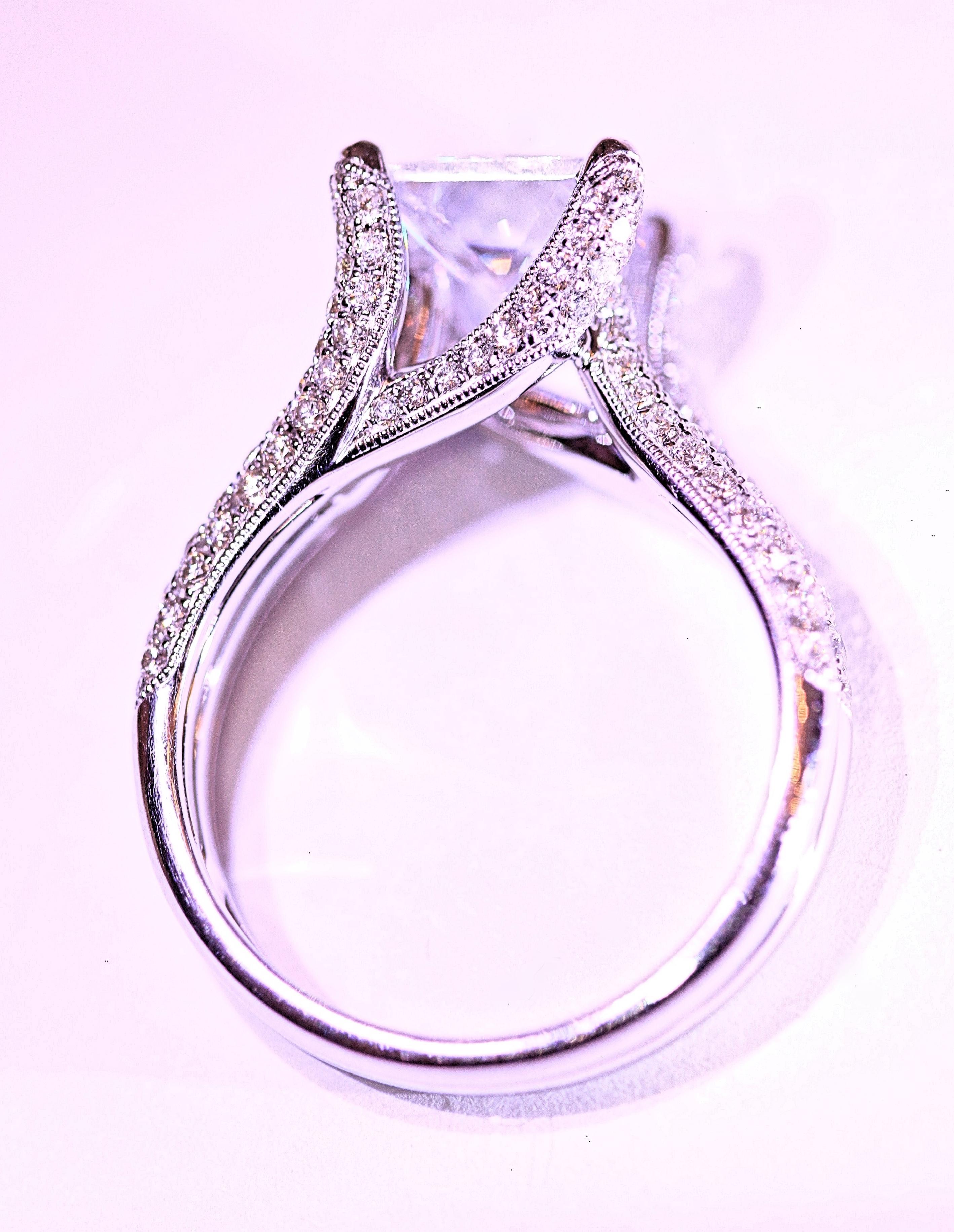 Round Cut Diamond Engagement Ring by DeMarco For Sale