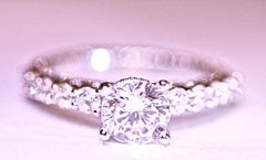 Diamond Engagement Ring Cubic Zirconia Center Platinum 1.05 Carat Total