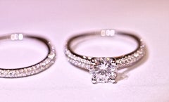 Diamond Engagement Ring Diamond Wedding Band .97 Carat Total with Cubic Zirconia