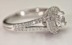 Diamond Engagement Ring Right Hand Ring 14 Karat White Gold Cubic Zirconia