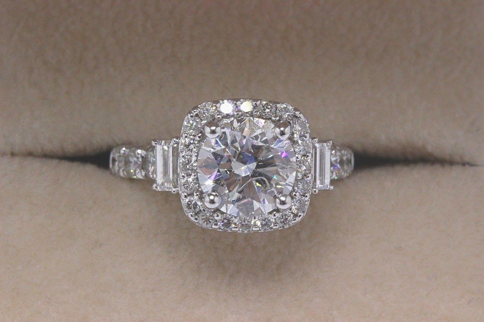 Diamond Engagement Ring Halo Design 2.19 Carat Round F VS2 14 Karat Gold 5