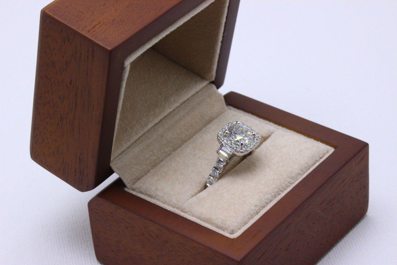 Diamond Engagement Ring Halo Design 2.19 Carat Round F VS2 14 Karat Gold 7
