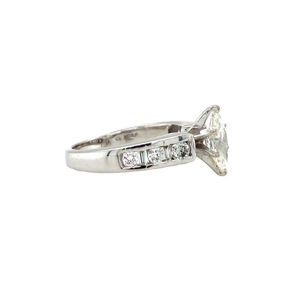 Contemporary Diamond Engagement Ring in 14k White Gold For Sale