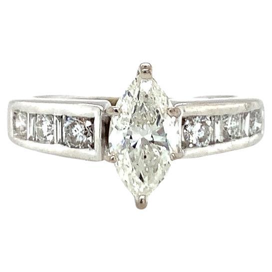 Diamond Engagement Ring in 14k White Gold For Sale