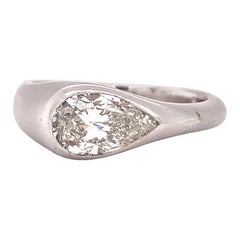 Diamant-Verlobungsring aus Platin, ca. 1980er Jahre