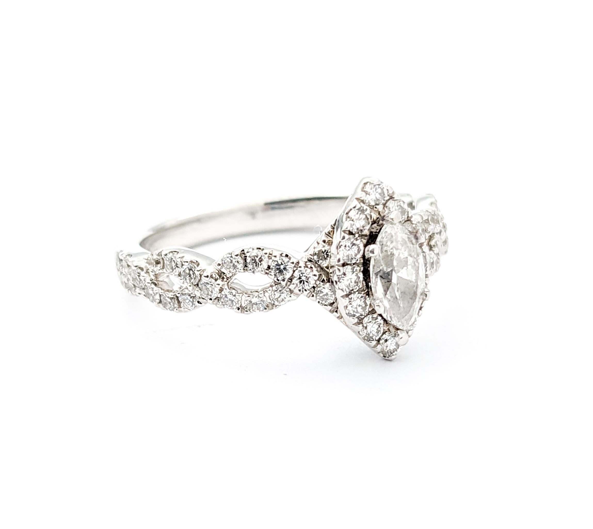 Diamond Engagement Ring In White Gold For Sale 2