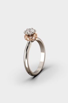 Diamond Engagement Ring Made in Italy, GIA Certified 0.5 Carat Diamond