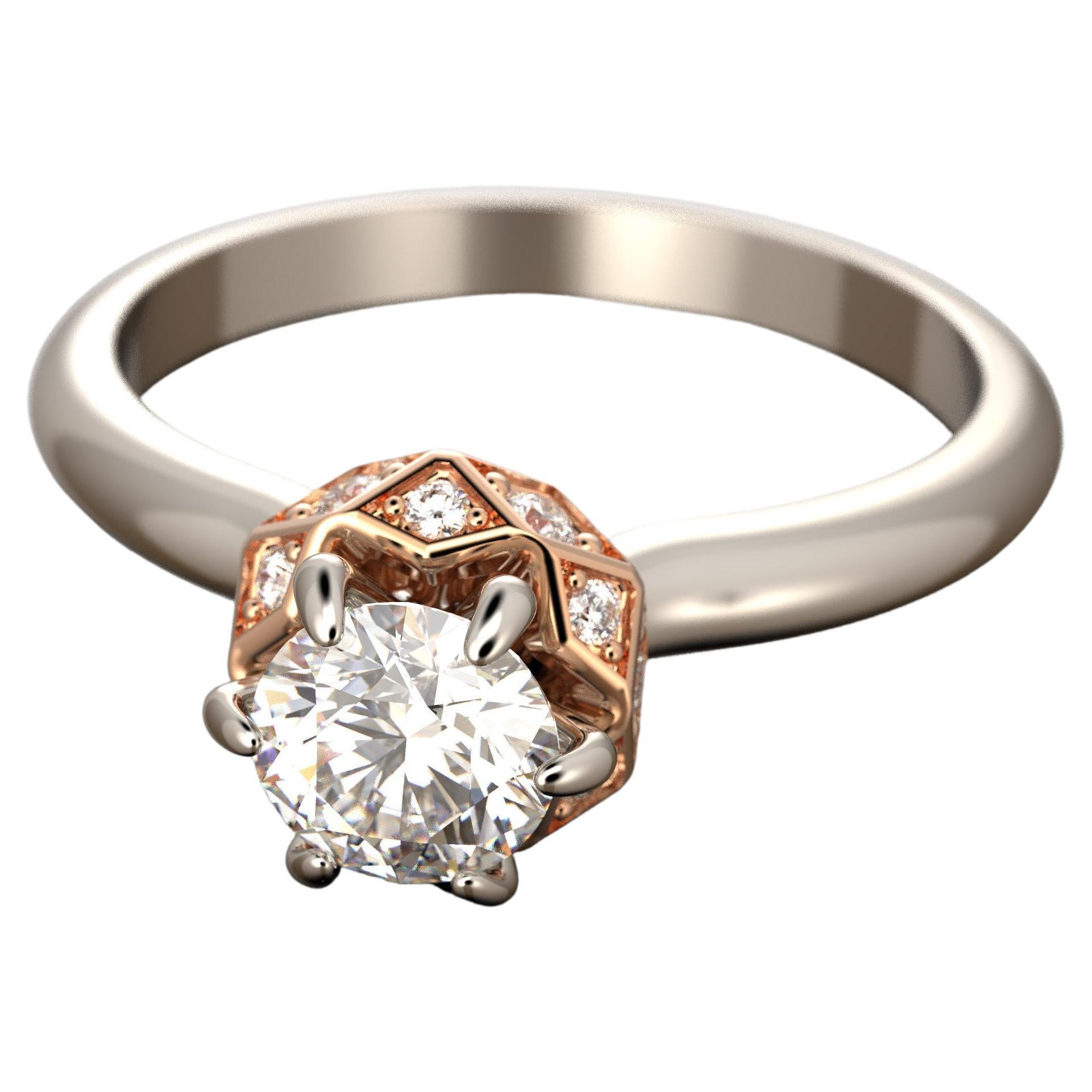 Diamond Engagement Ring Made in Italy, GIA Certified 0.5 Carat Diamond