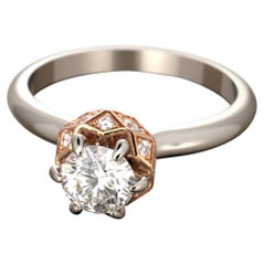 Diamond Engagement Ring Made in Italy, GIA Certified 0.5 Carat Diamond