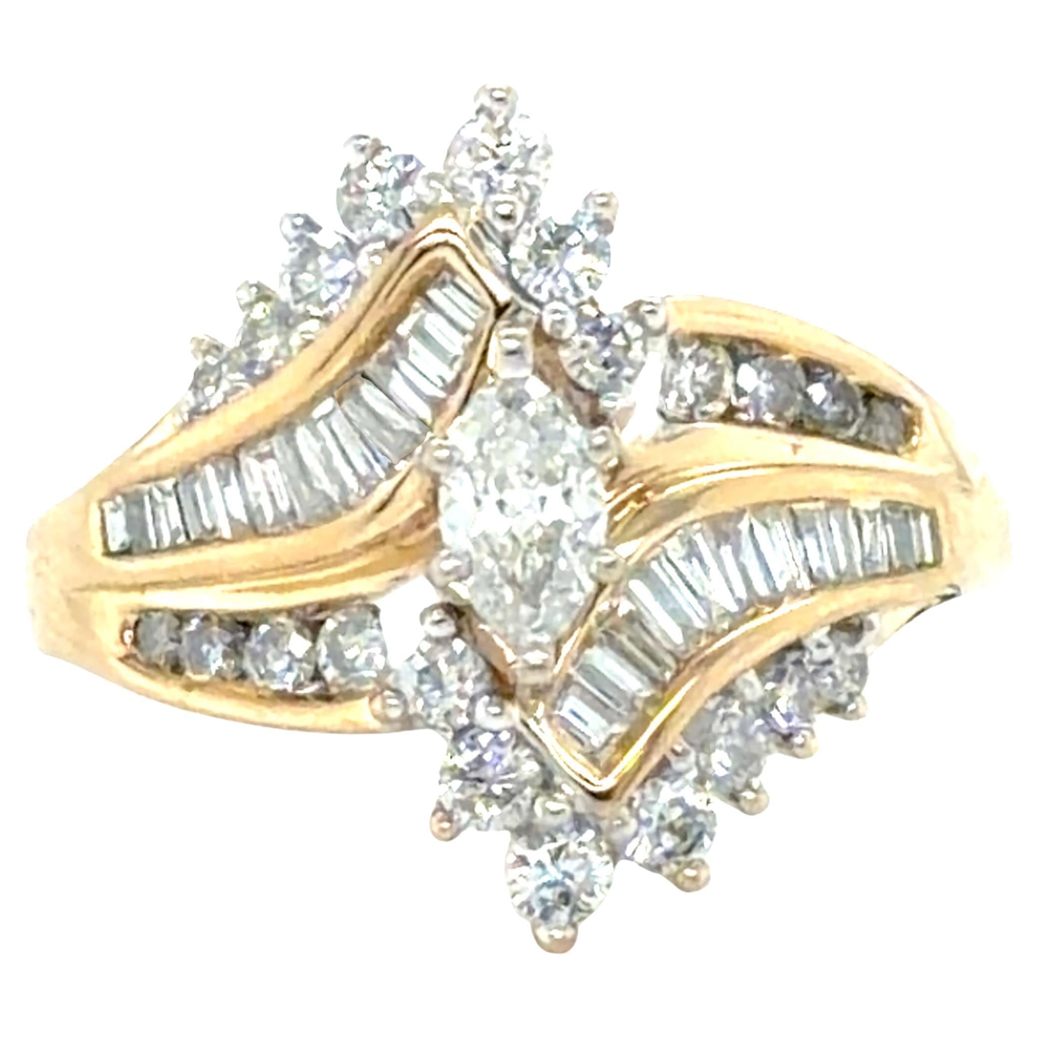 Anello di fidanzamento con diamante Marquise 1,25ct in oro 14K Helzberg Diamond MSRP $5, 950 in vendita
