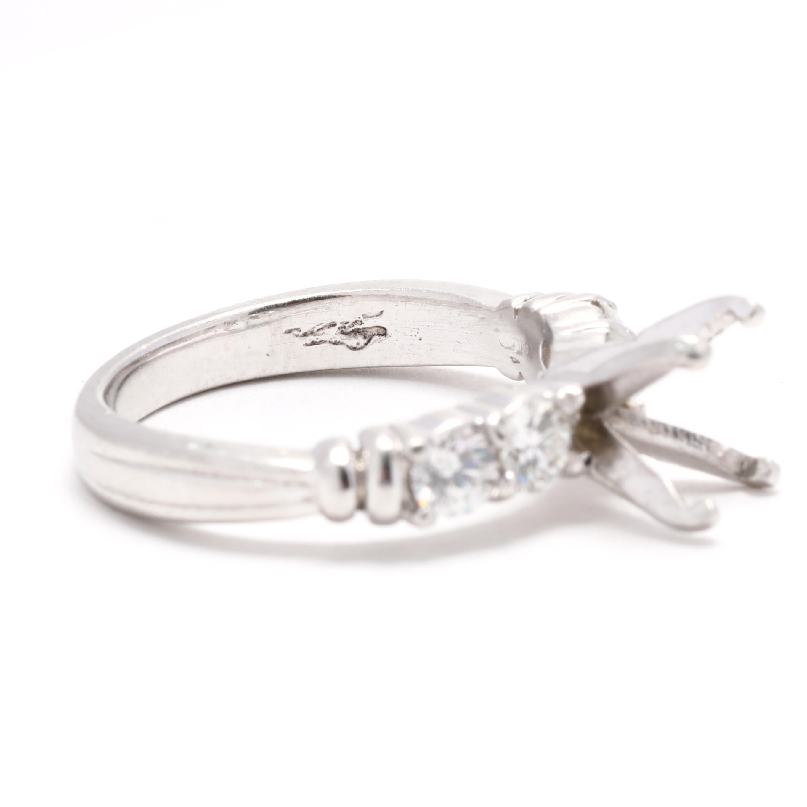 Brilliant Cut Diamond Engagement Ring Mounting, Platinum, 1ct Diamond
