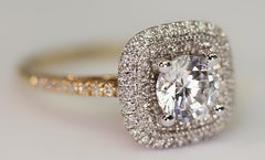 Diamond Engagement Ring or Right Hand Ring with Cubic Zirconia Center