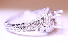 Diamond Engagement Ring Right Hand Ring 14 Karat Filigree White Gold