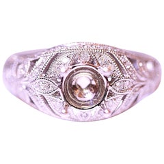 Diamond Engagement Ring Right Hand Ring 14 Karat Filigree White Gold