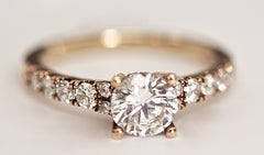 Diamond Engagement Ring Rose Gold with Cubic Zirconia Center