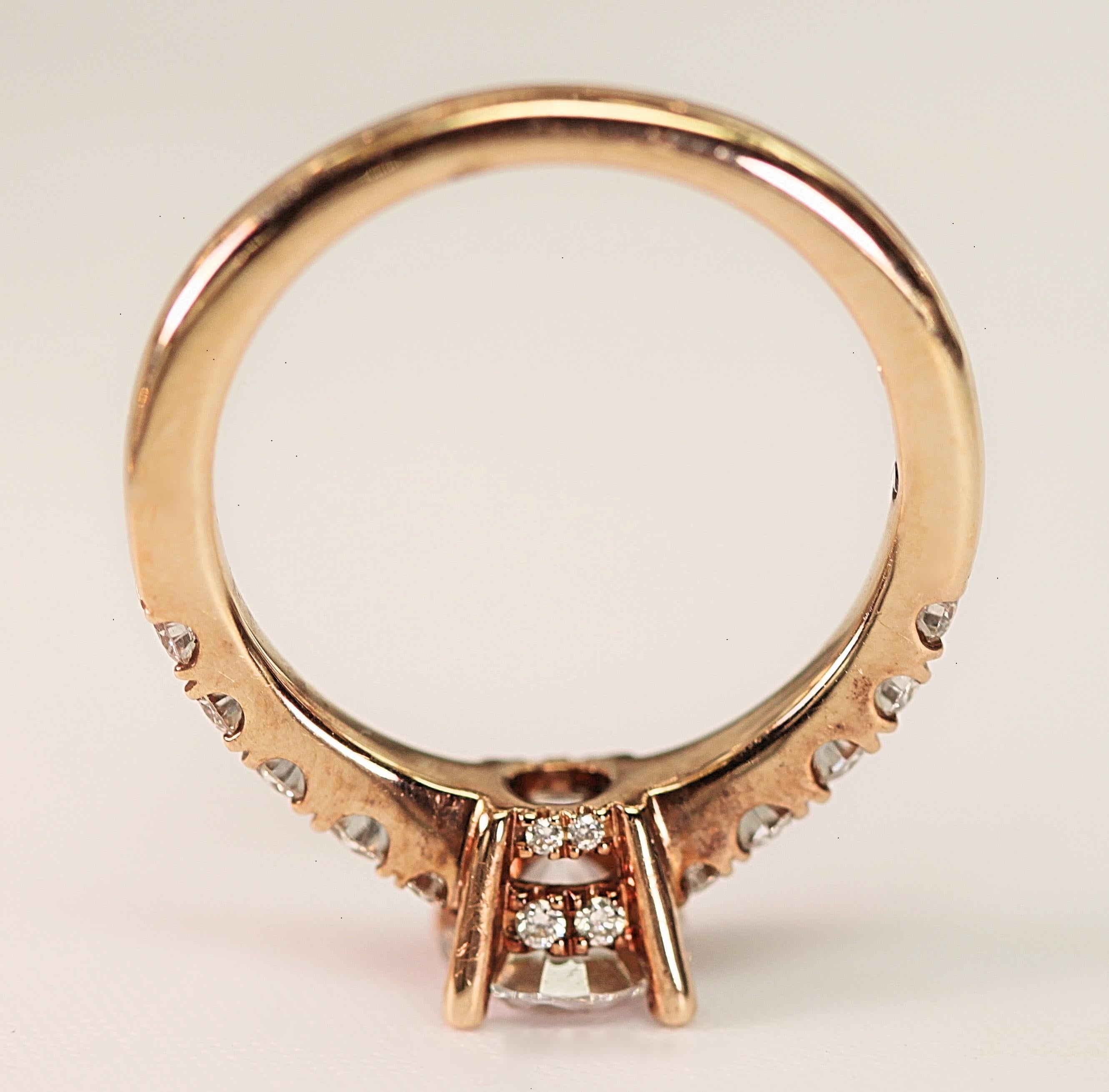 Diamond Engagement Ring Rose Gold with Cubic Zirconia Center In New Condition For Sale In Melbourne, FL