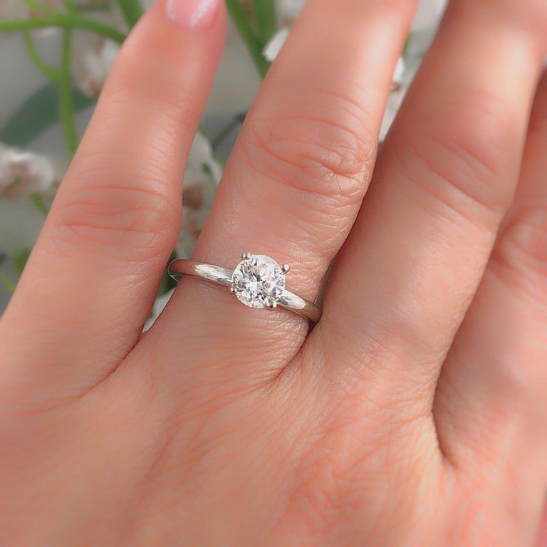 Diamond Engagement Ring Round 1.00 Carat 14 Karat White Gold For Sale ...