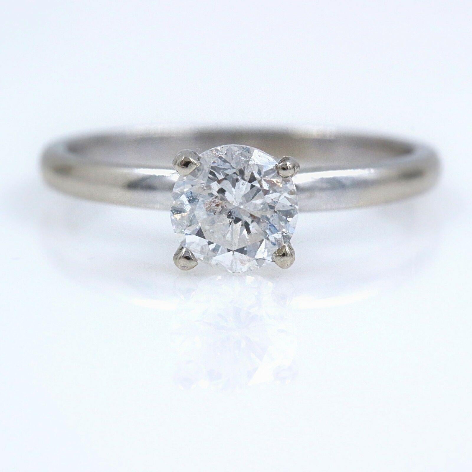 Women's Diamond Engagement Ring Round 1.00 Carat 14 Karat White Gold For Sale