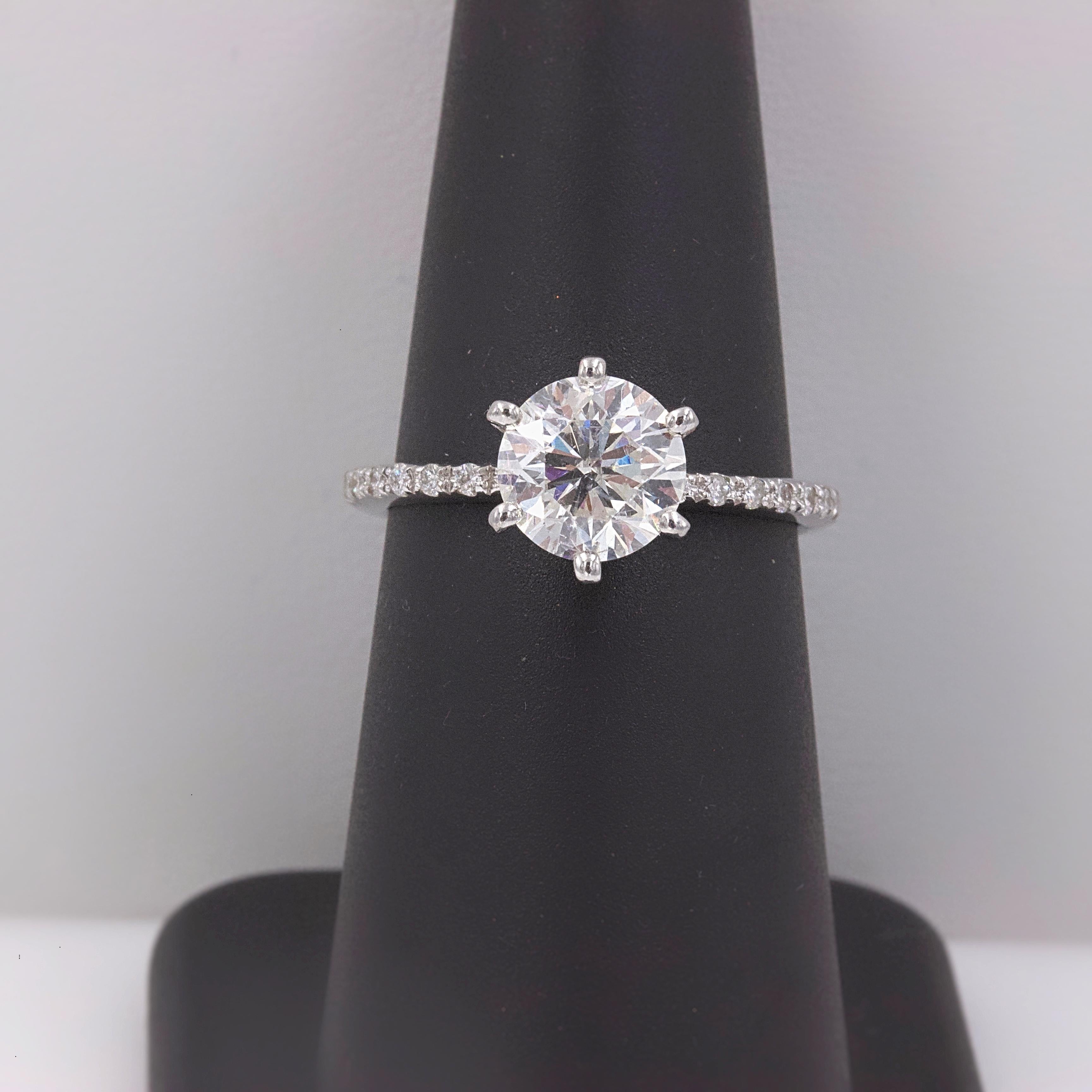 Diamond Engagement Ring Round 1.74 Carat G SI1 14 Karat White Gold 3
