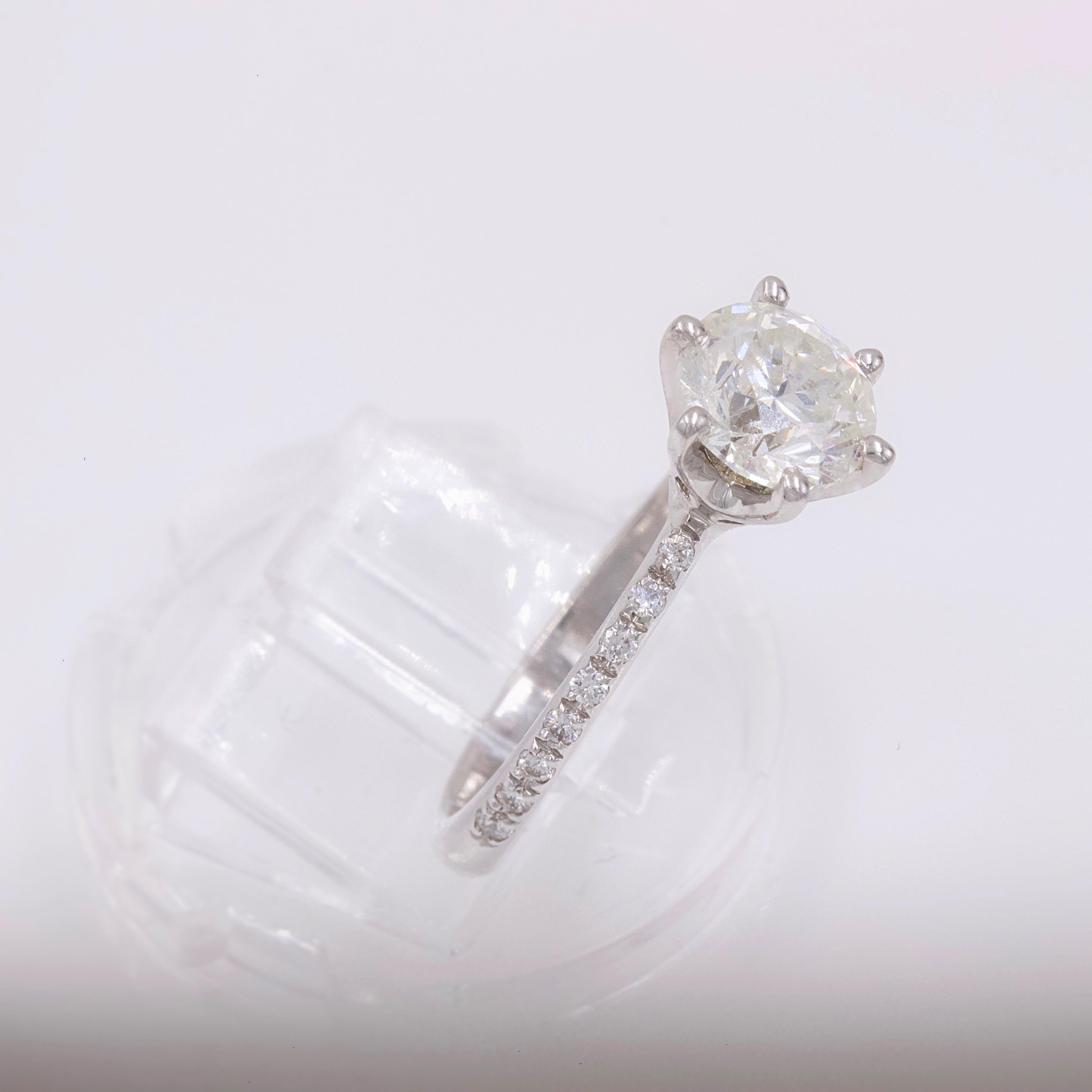 Round Cut Diamond Engagement Ring Round 1.74 Carat G SI1 14 Karat White Gold
