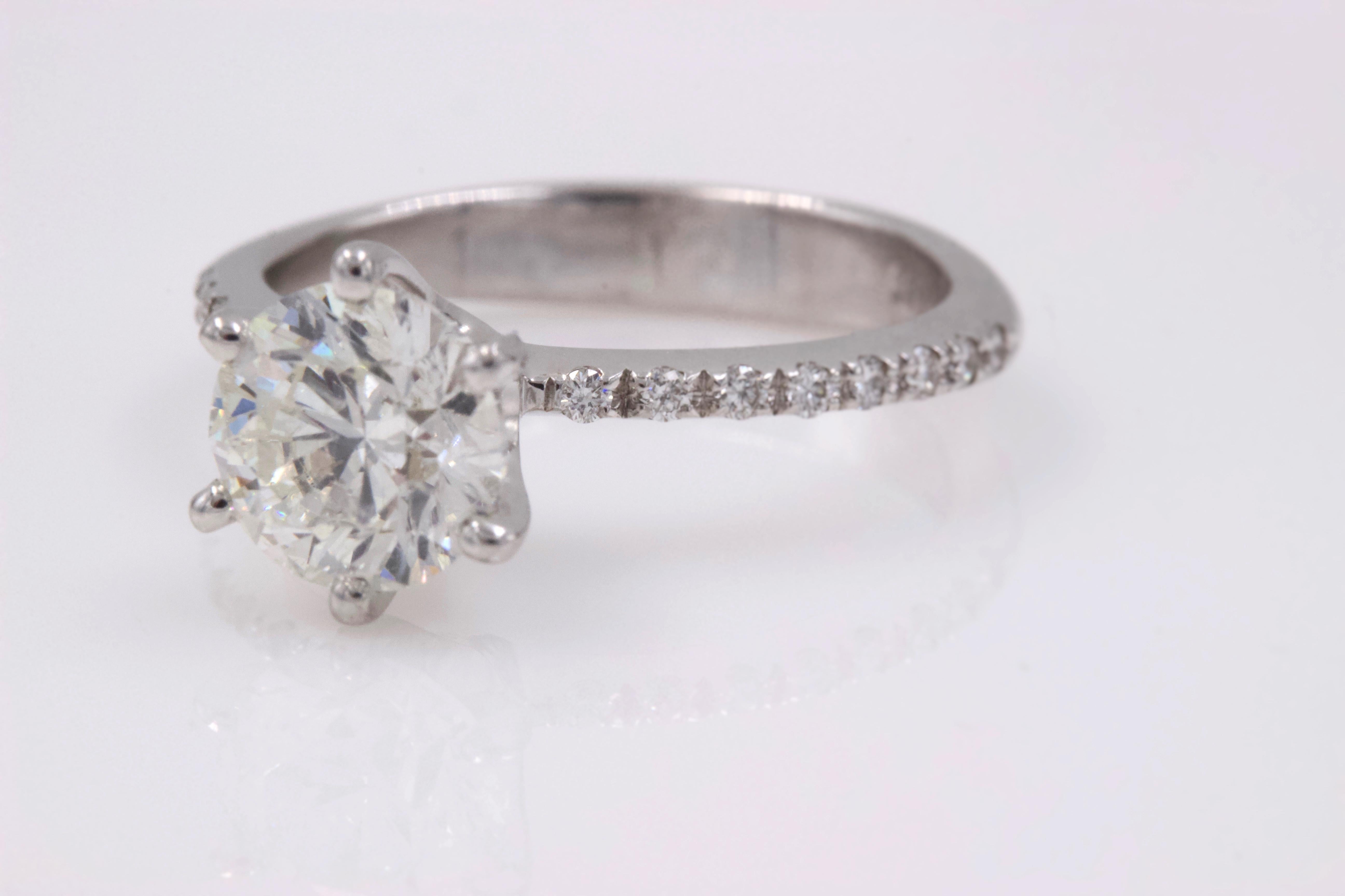 Diamond Engagement Ring Round 1.74 Carat G SI1 14 Karat White Gold 2