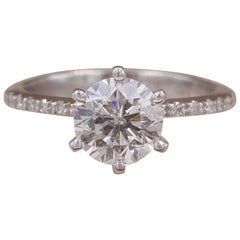 Diamond Engagement Ring Round 1.74 Carat G SI1 14 Karat White Gold