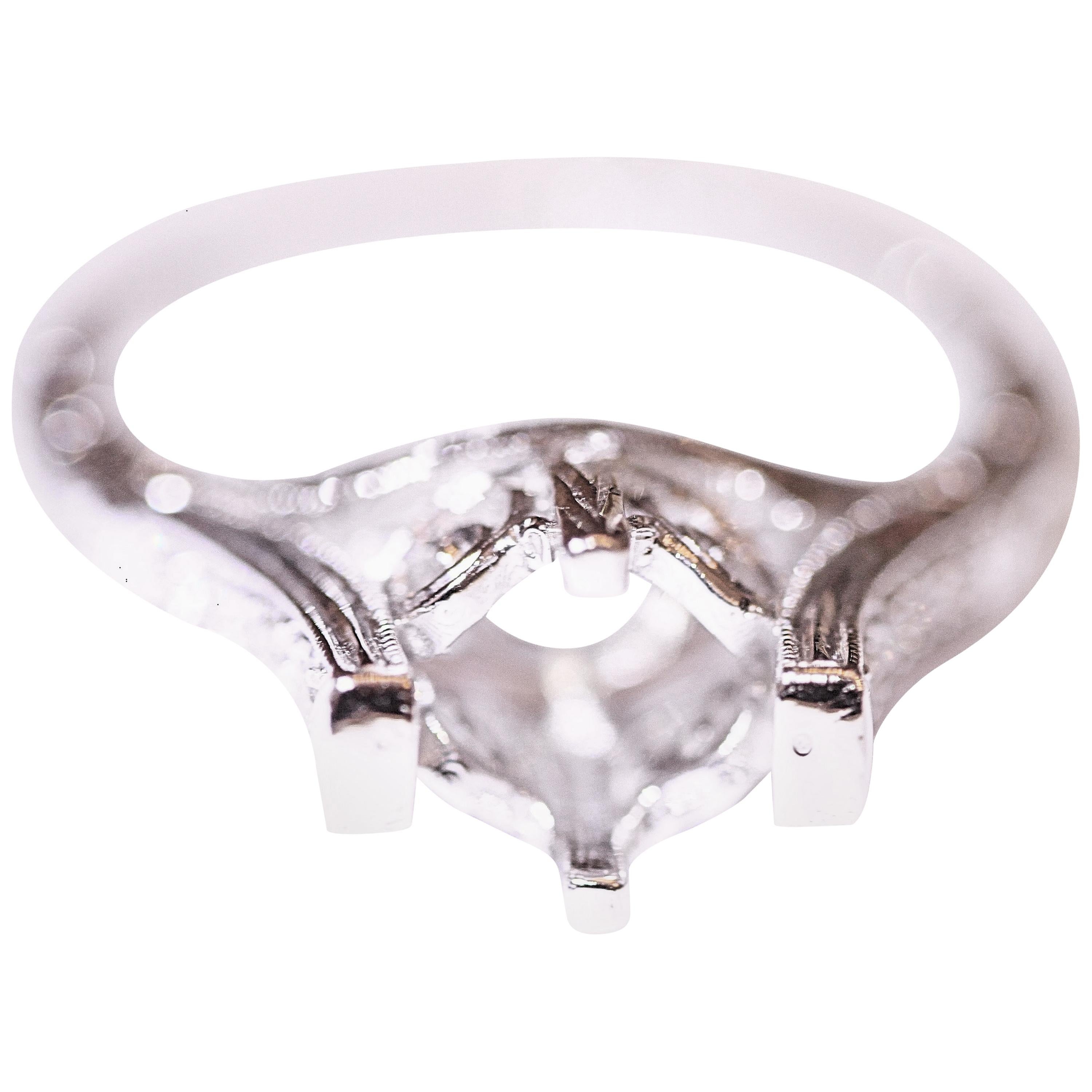 Diamond Engagement Ring Semi Mount 14 Karat White Gold For Sale