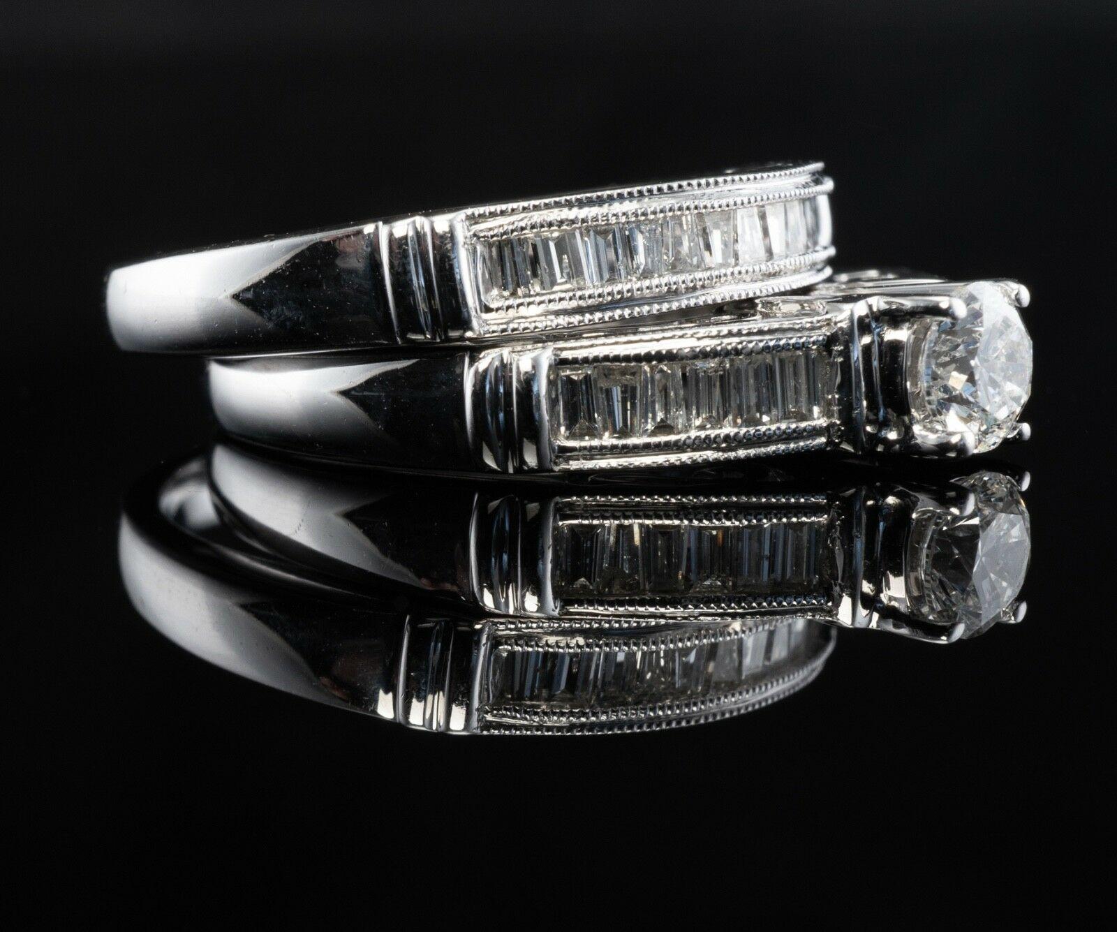 Set di anelli di fidanzamento con diamanti in oro bianco 14K di OTC in vendita 5