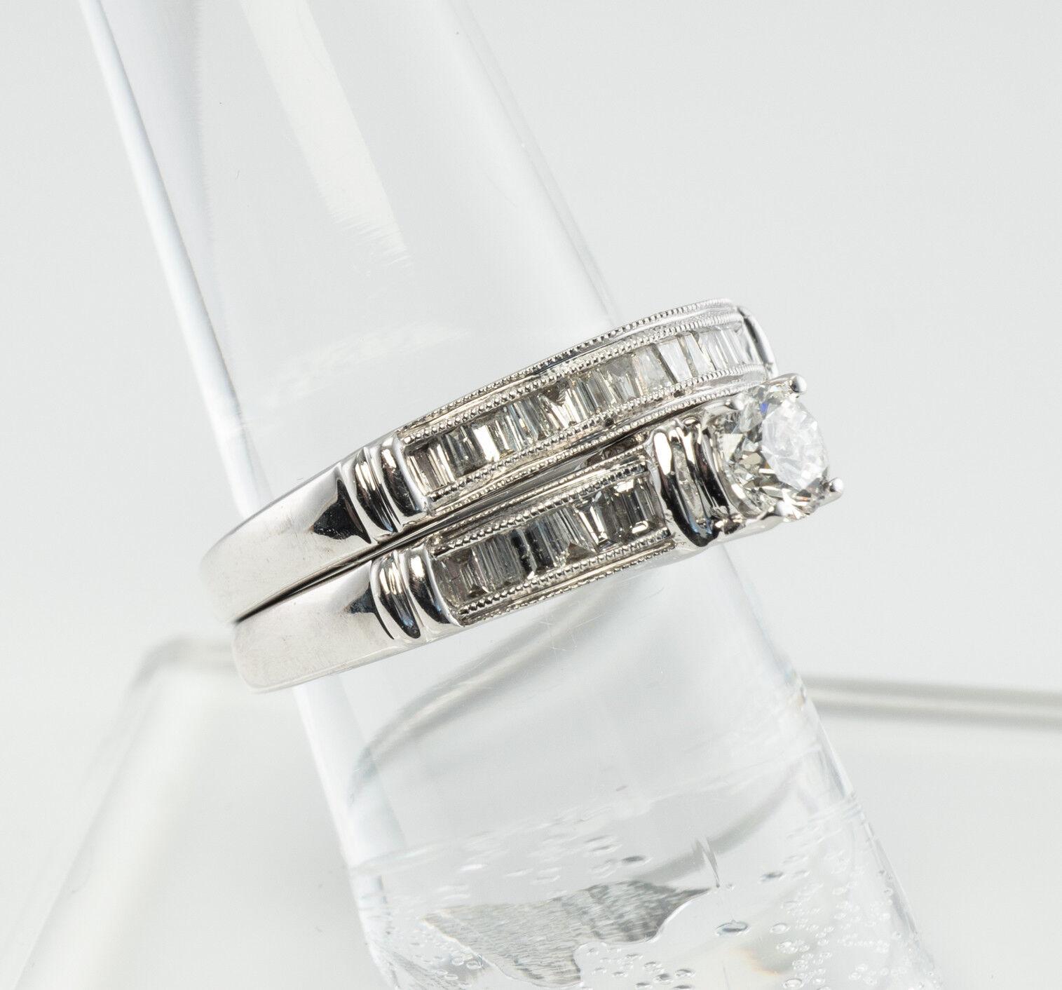 Set di anelli di fidanzamento con diamanti in oro bianco 14K di OTC in vendita 7