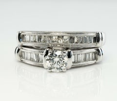 Diamond Engagement Ring Set 14K White Gold Bands by OTC