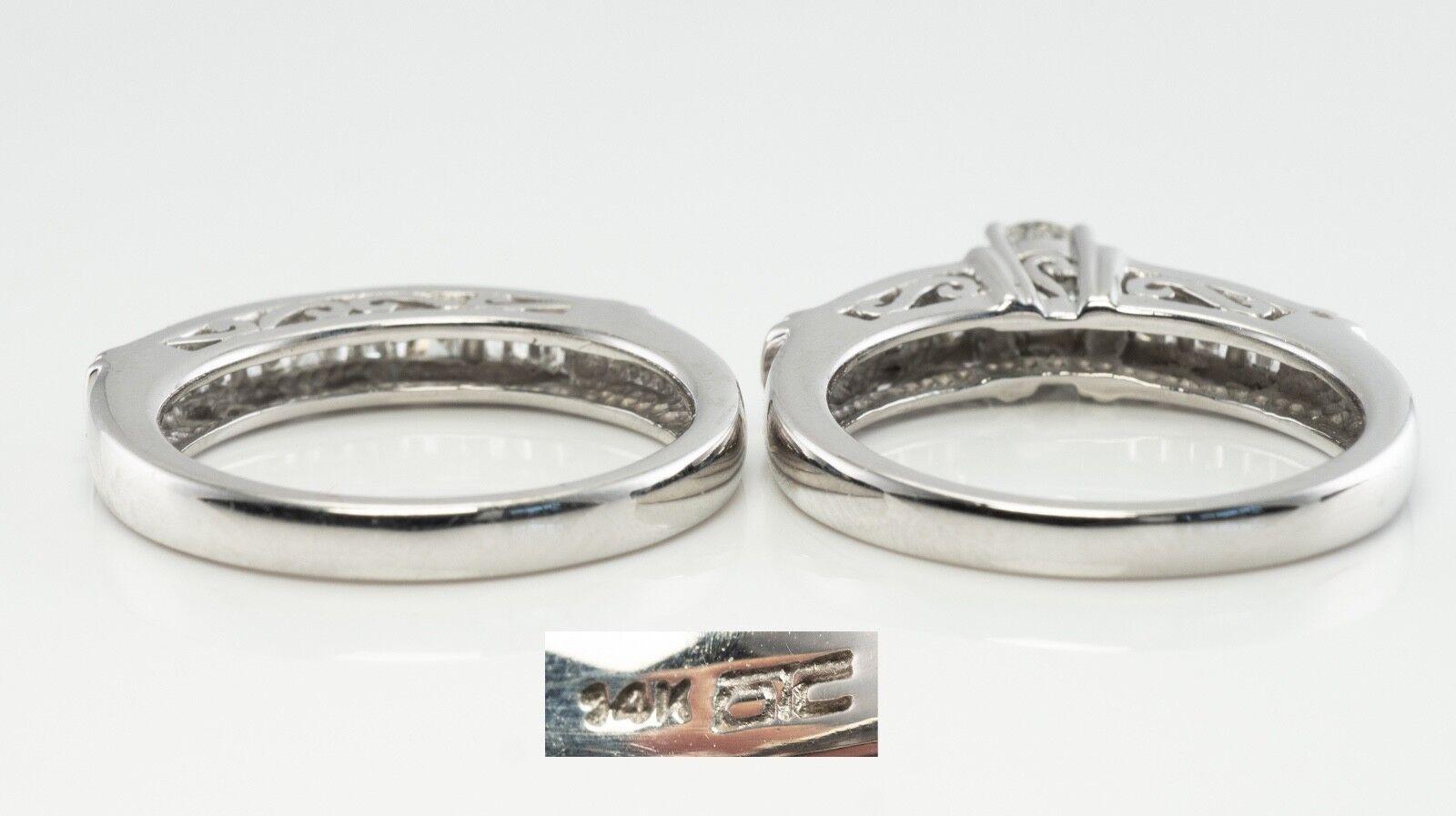 Donna Set di anelli di fidanzamento con diamanti in oro bianco 14K di OTC in vendita