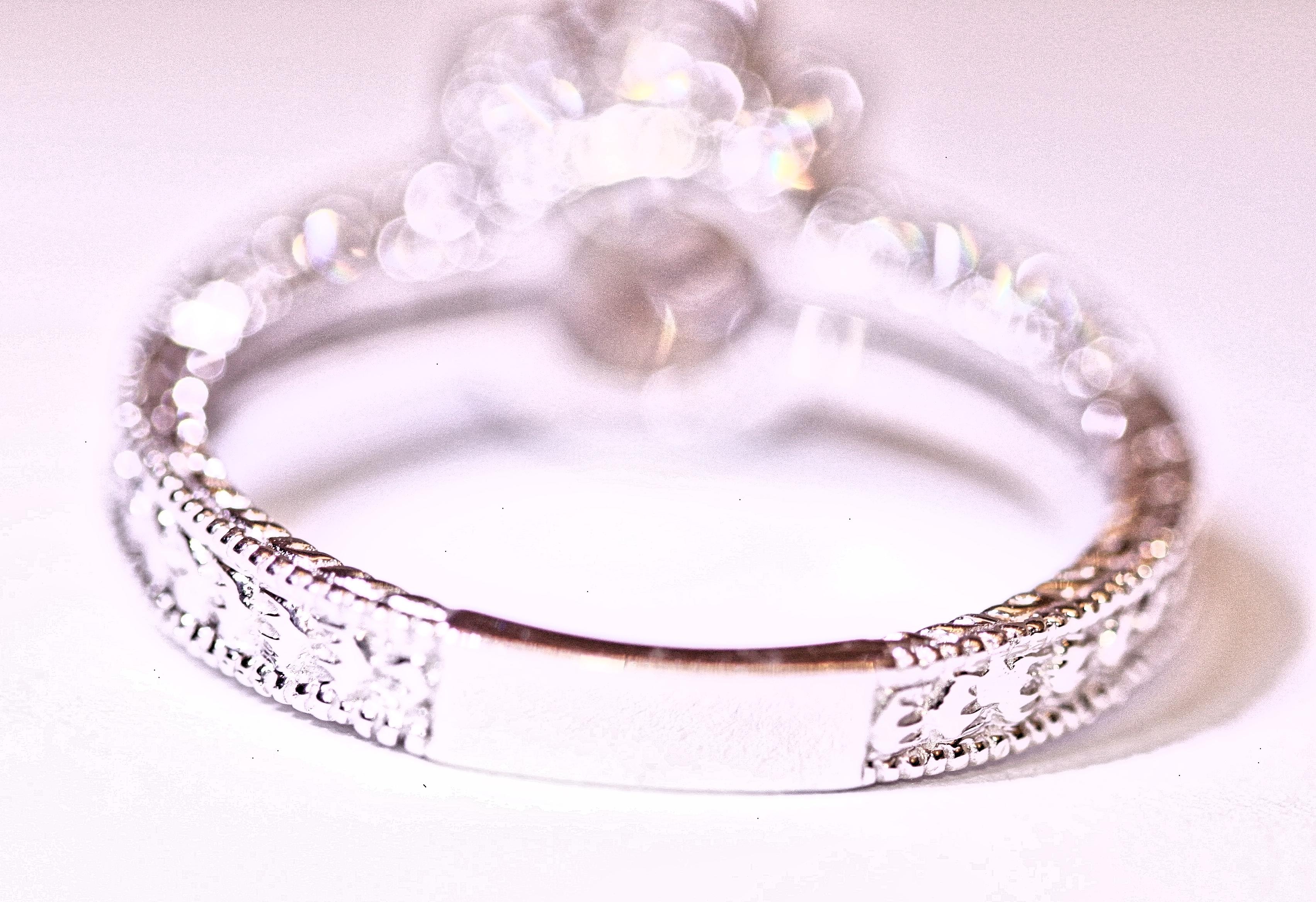 Women's Diamond Engagement Ring Solitaire Ring 14 Karat White Gold Zirconia in Center For Sale
