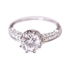 Diamond Engagement Ring Solitaire Ring 14 Karat White Gold Zirconia in Center