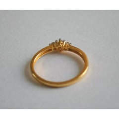 Diamond Engagement Ring Three Diamond 14k Solid Gold