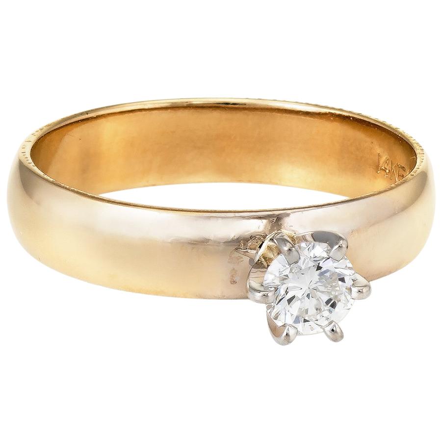 Diamond Engagement Ring Vintage 14 Karat Yellow Gold Estate Fine Jewelry