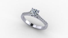 1 Carat, Round Cut Diamond Engagement Ring 'wed fit, 4 claws'
