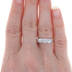 Diamond Engagement Ring & Wedding Band, 10k Gold Cluster Round Brilliant .45ctw