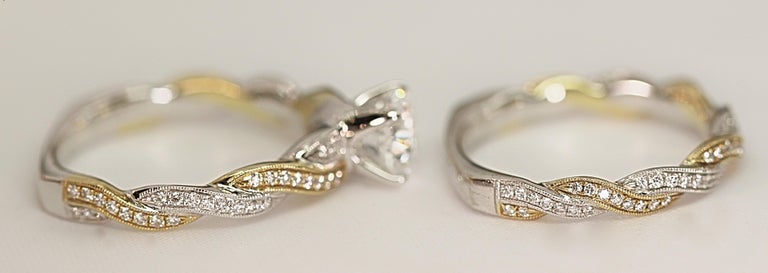 Diamond Engagement Ring Wedding Band Two Tone Gold with Diamond Engagement Ring Wedding Band Two Tone Gold with