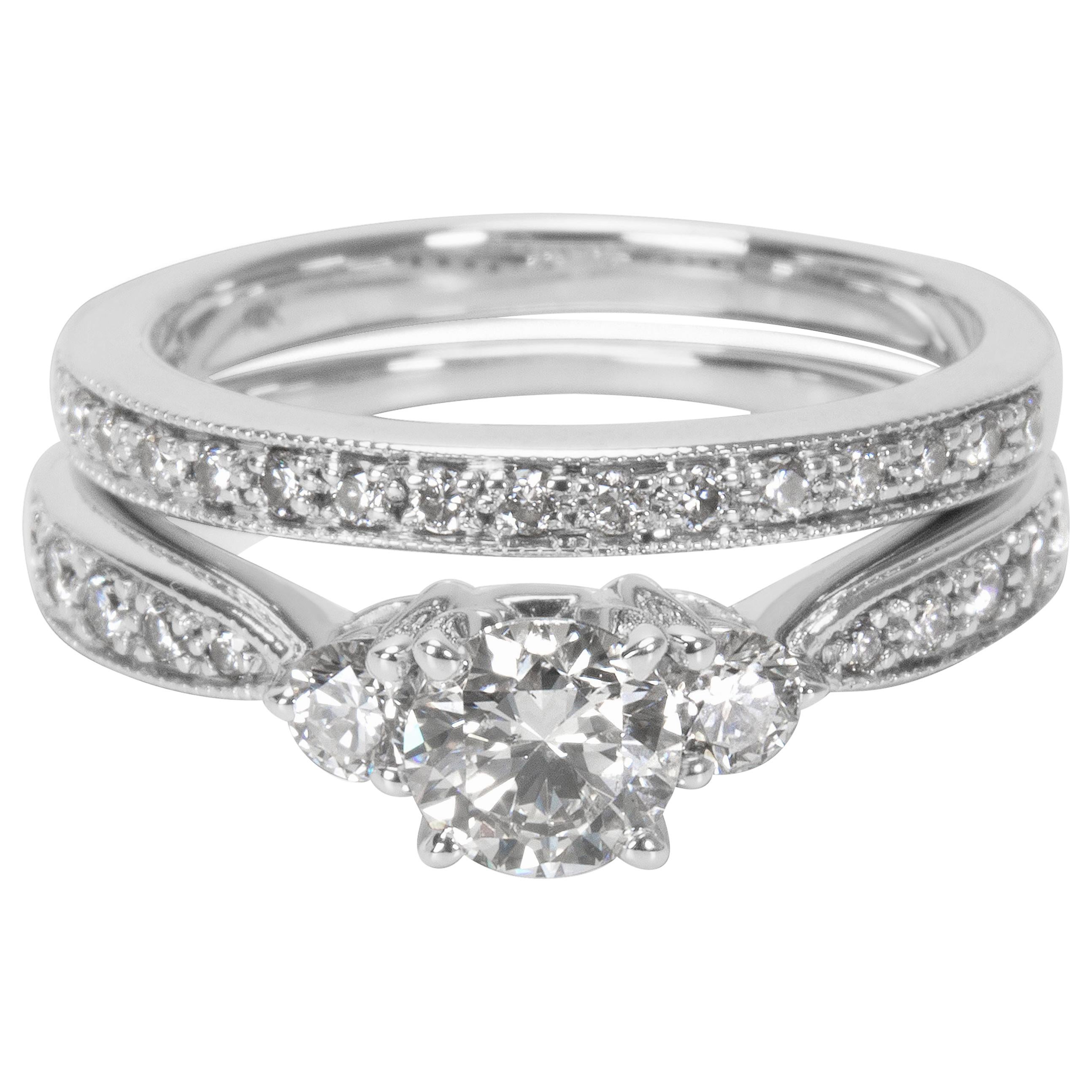 Diamond Engagement Ring Wedding Set in 14 Karat White Gold '1.35 Carat'