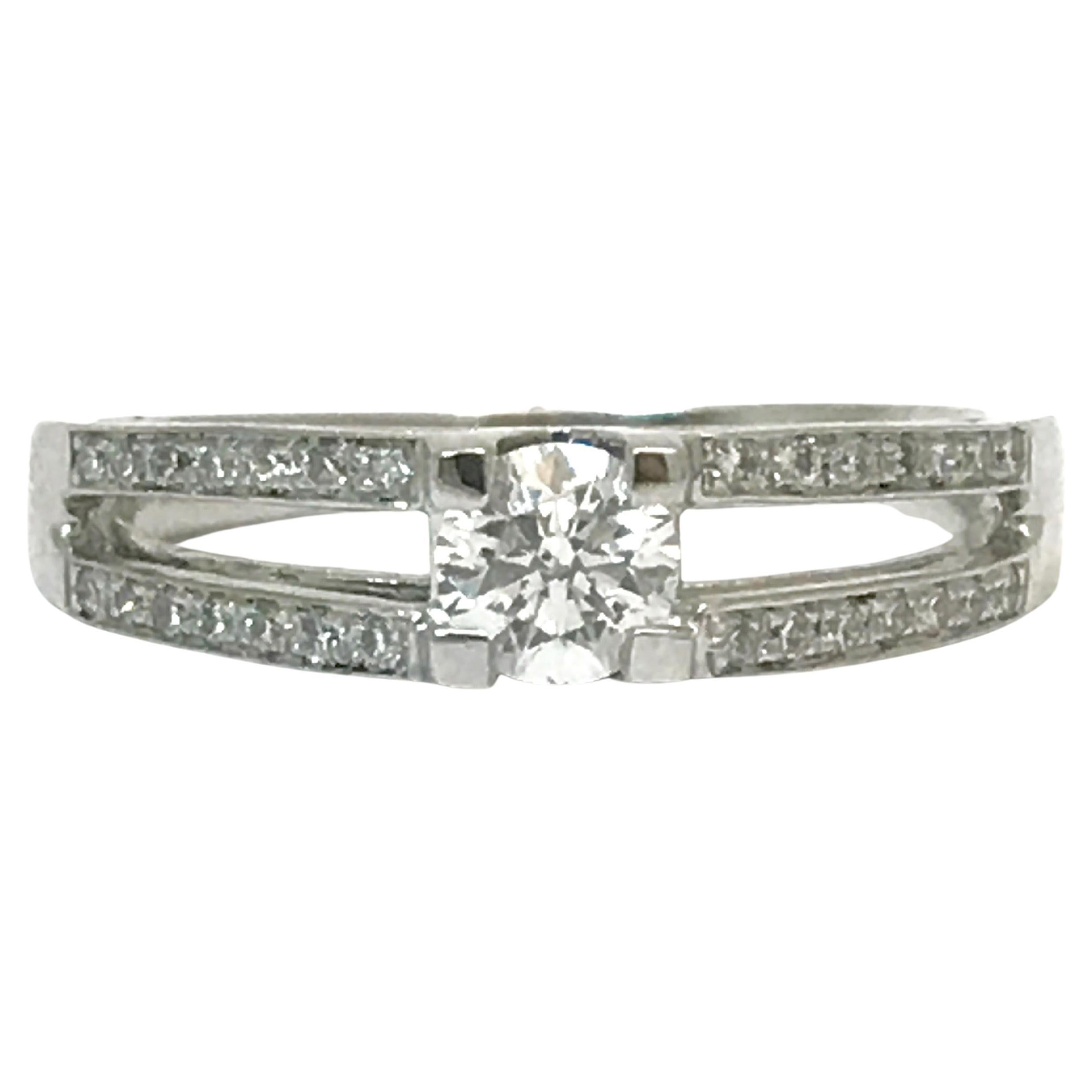 Diamond Engagement Ring White Gold 18 Karat For Sale