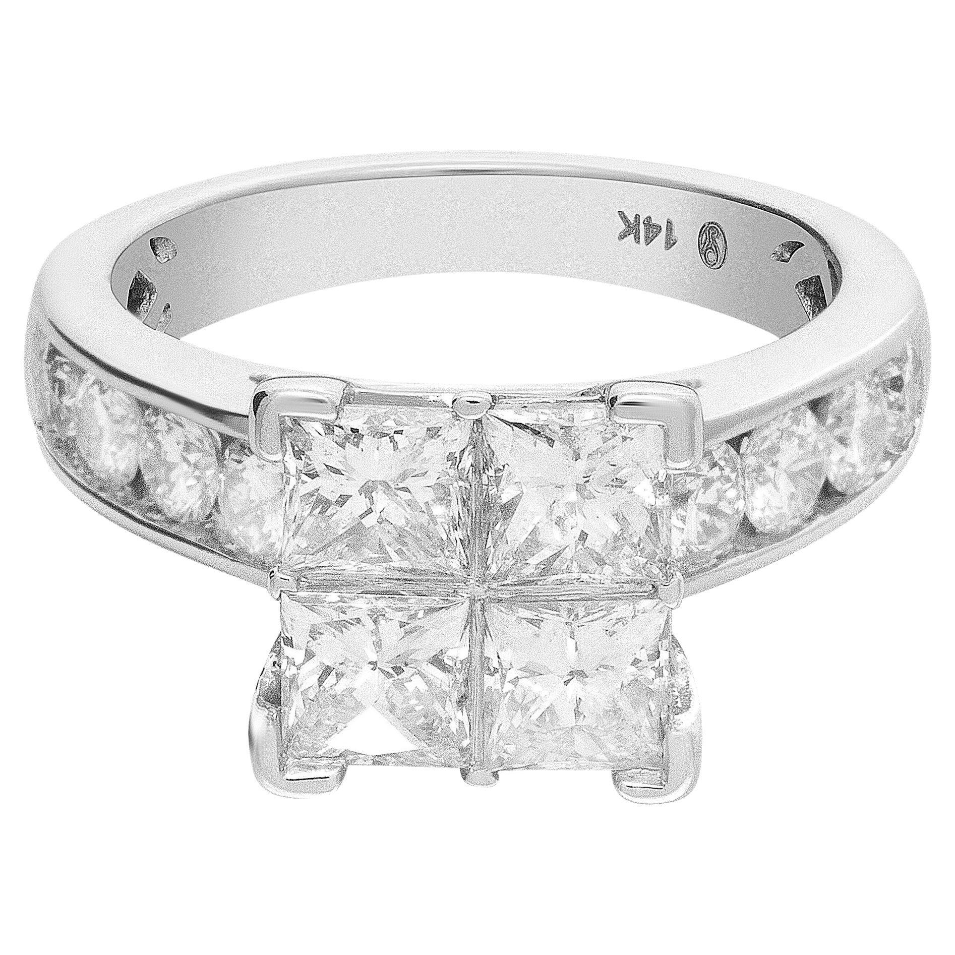 Diamant-Verlobungsring mit ca. 1,00 Karat Diamanten in 14k Weißgold