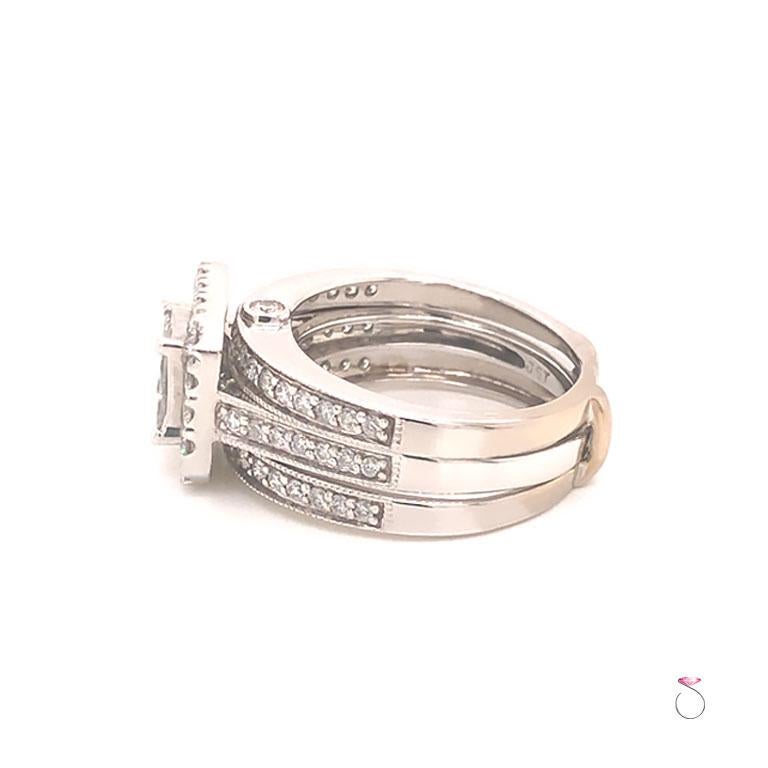 Diamant-Verlobungsring mit passender Ringjacke, 14k Weißgold Damen im Angebot