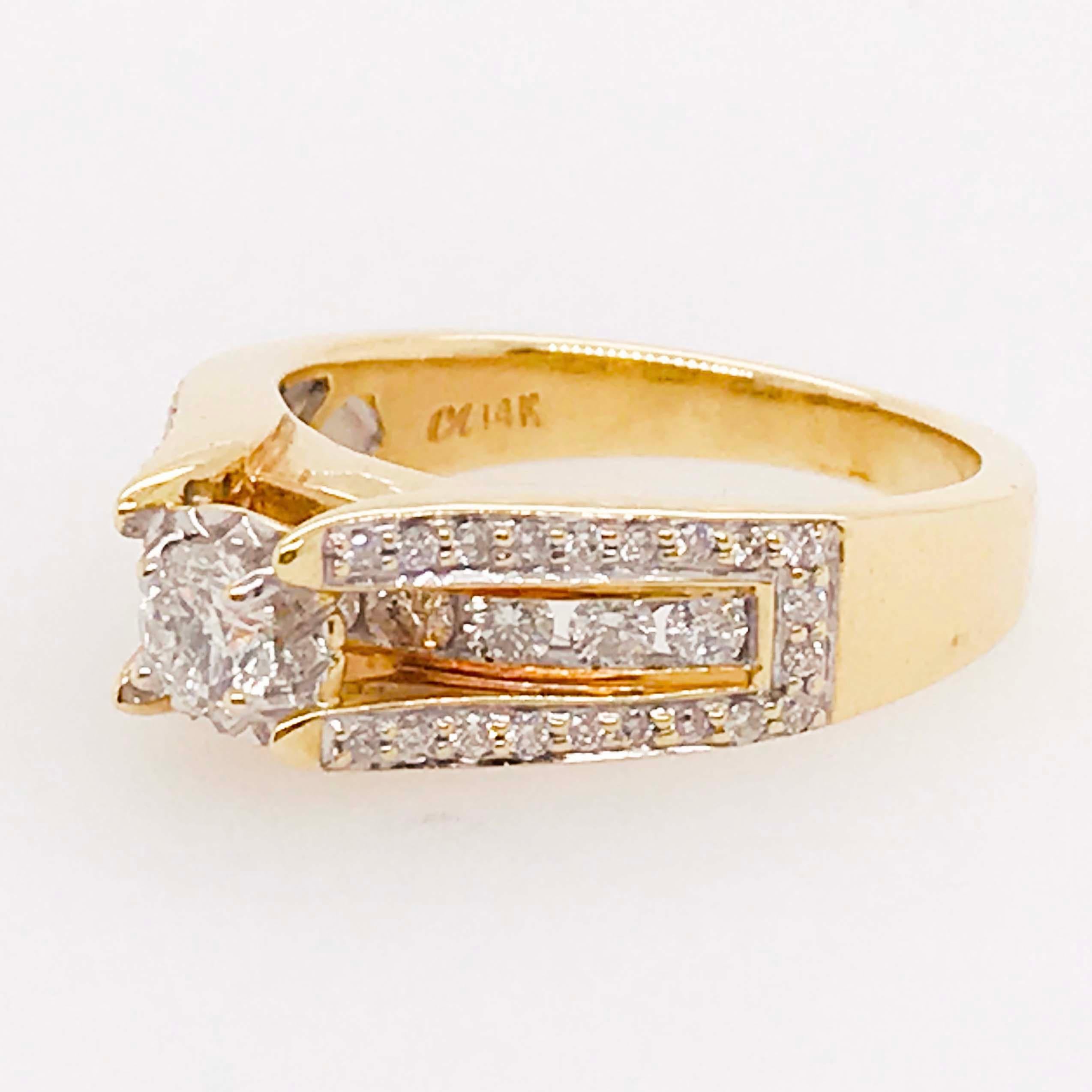 Diamond Ring with Round Brilliant Diamond and Diamond Band 14 Karat Gold 2
