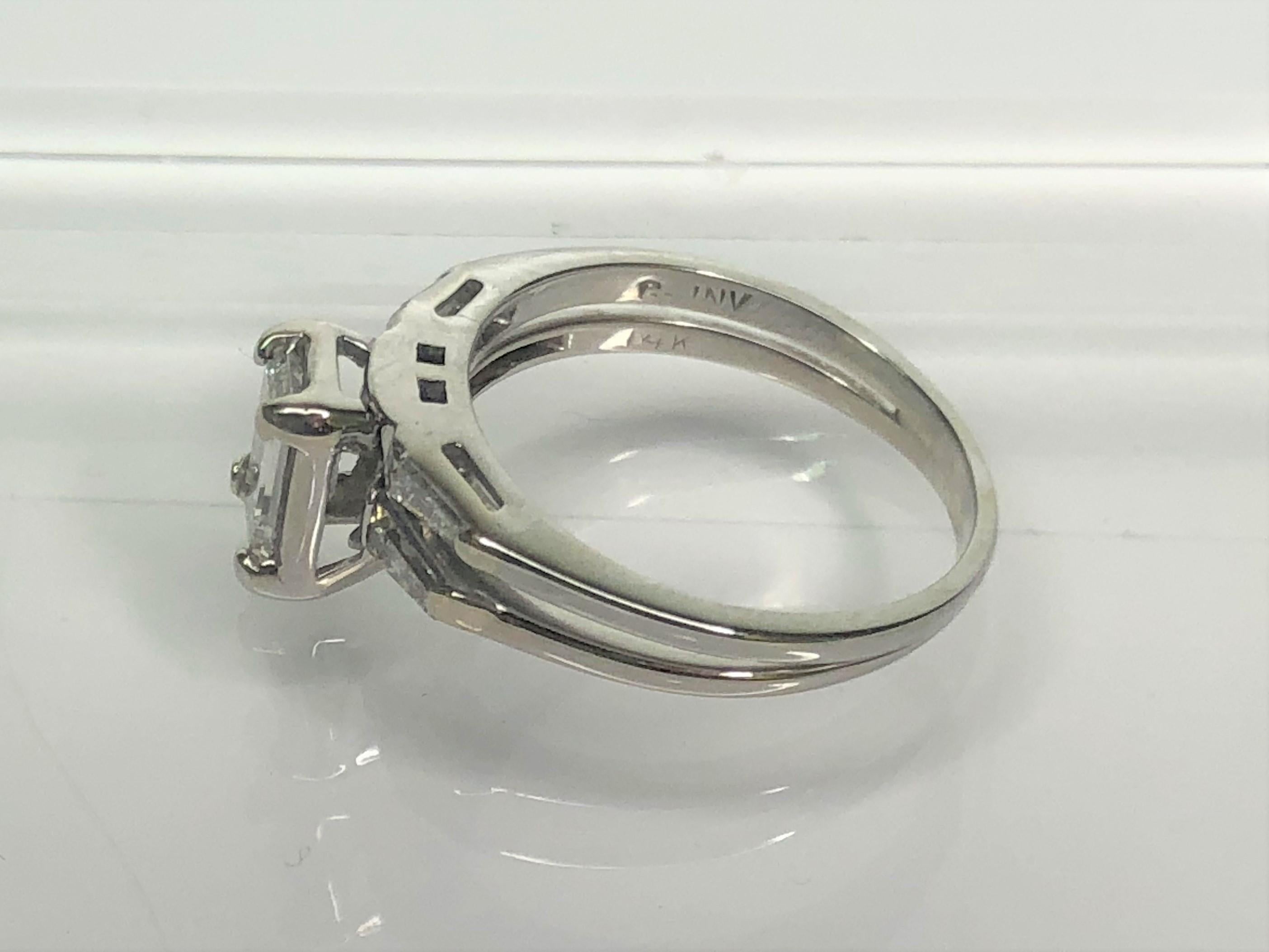Emerald Cut Diamond Engagement & Wedding Ring For Sale