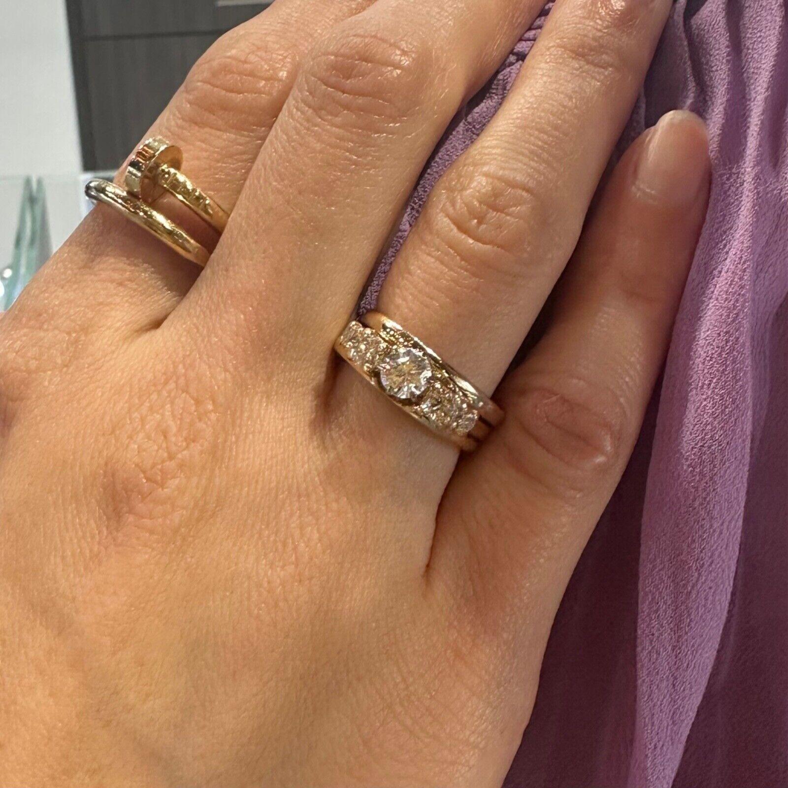 Modern Diamond Engagement & Wedding Ring Set in 14k Yellow Gold For Sale